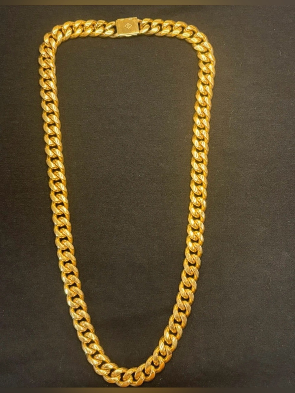 Golden Gilt 12mm Miami Cuban Link Necklace – 24” – 18K Gold Plated 316L Stainles - Picture 5 of 7